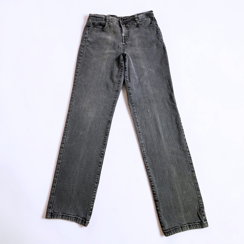 Style & Co Women Grey Straight Leg Tummy Control High Rise Jeans Size 6